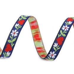 Bandă cu motive tradiționale, lățime 9 mm - Albastru safir (25 Metri)