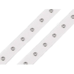 Bandă bumbac cu ocheți metalici, lățime 20 mm - Alb (1 Metru)