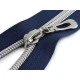 Fermoar spiralat argintiu, no 7 lungime 75 cm - Gri închis (1 Bucată)