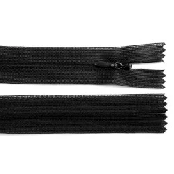 Fermoar spiralat ascuns latime no 3 lungime 30 cm - Negru (1 Bucată)