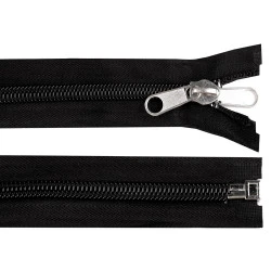 Fermoar spiralat nr. 10 cu cheita dublu tragator, lungime 200 cm - Negru (1 Bucată)
