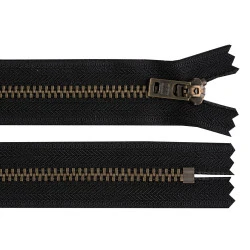 Fermoar metalic ykk no 5 lungime 18 cm alamă veche (blugi) - Negru (1 Bucată)
