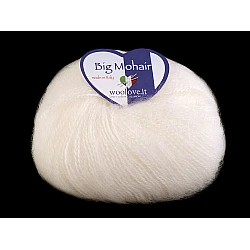 Fir de tricotat big mohair, 25 g - Alb lăptos (1 Bucată)