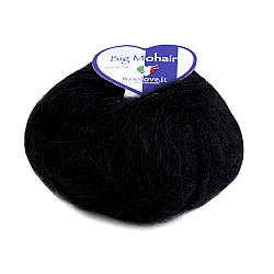 Fir de tricotat big mohair, 25 g - Negru (1 Bucată)