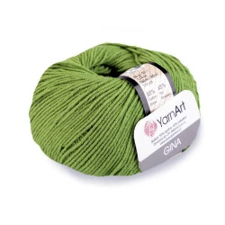 Fir de tricotat gina / jeans, 50 g - Verde kaki (1 Bucată)