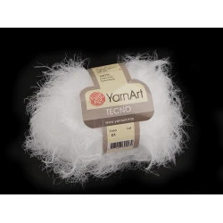 Fir de tricotat pufos tecno, 50 g - Alb (1 Bucată)