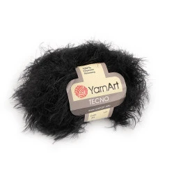 Fir de tricotat pufos tecno, 50 g - Negru (1 Bucată)