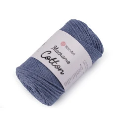 Fir de tricotat macrame cotton, 250 g - Albastru denim (1 Bucată)