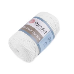 Fir de tricotat macrame cotton, 250 g - Alb (1 Bucată)