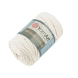 Fir de tricotat macrame cotton, 250 g - Crem foarte deschis (1 Bucată)