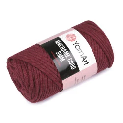 Fir de tricotat / croșetat macrame cord, 250 g - Bordo (1 Bucată)