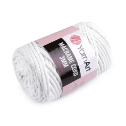 Fir de tricotat / croșetat macrame cord, 250 g - Alb (1 Bucată)