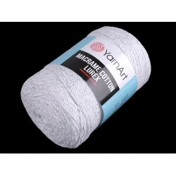 Fir de tricotat / croșetat macrame cotton lurex, 250 g - Alb (1 Bucată)