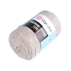 Fir de tricotat / croșetat macrame cotton lurex, 250 g - Bej deschis (1 Bucată)