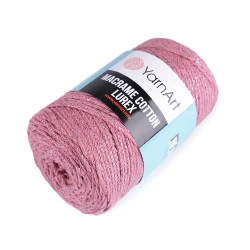 Fir de tricotat / croșetat macrame cotton lurex, 250 g - Roz vintage (1 Bucată)