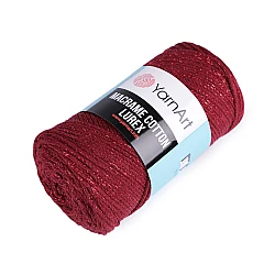 Fir de tricotat / croșetat macrame cotton lurex, 250 g - Bordo deschis (1 Bucată)