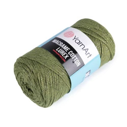 Fir de tricotat / croșetat macrame cotton lurex, 250 g - Verde oliv (1 Bucată)