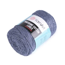 Fir de tricotat / croșetat macrame cotton lurex, 250 g - Albastru denim (1 Bucată)