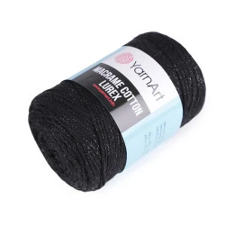 Fir de tricotat / croșetat macrame cotton lurex, 250 g - Negru (1 Bucată)