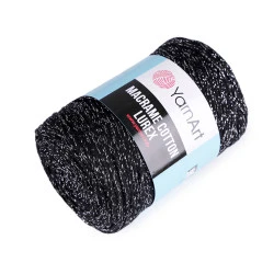 Fir de tricotat / croșetat macrame cotton lurex, 250 g - Negru (1 Bucată)