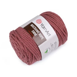 Fir de tricotat / croșetat macrame rope,ø5 mm 500 g - Roz vintage (1 Bucată)