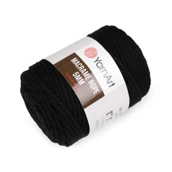 Fir de tricotat / croșetat macrame rope,ø5 mm 500 g - Negru (1 Bucată)