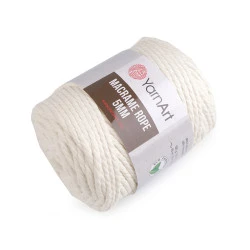 Fir de tricotat / croșetat macrame rope,ø5 mm 500 g - Crem foarte deschis (1 Bucată)
