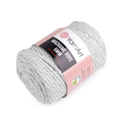 Fir de tricotat / croșetat macrame rope,ø5 mm 500 g - Gri foarte deschis (1 Bucată)
