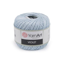 Fir de croșetat din bumbac violet, 50 g - Albastru deschis (1 Bucată)