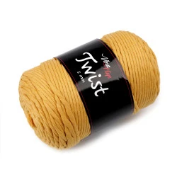 Fir de de tricotat din bumbac twist 500 g - Galben muștar (1 Bucată)