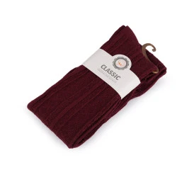 Ciorapi înalți de damă din bumbac cu model - Vișiniu (1 Pereche)