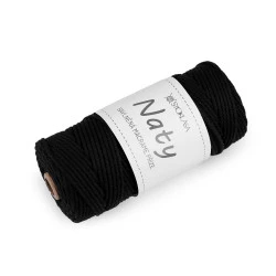 Fire de tricotat din bumbac macrame naty ø3 mm - Negru (1 Bucată)