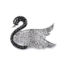 Broșă lebădă cu strasuri - Cristal (1 Bucată)
