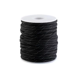 Cordelină paracord cu fir reflectorizant, ø4 mm - Negru (25 Metri)