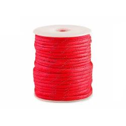 Cordelină paracord cu fir reflectorizant, ø4 mm - Roșu (25 Metri)