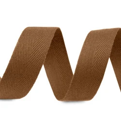 Bandă din bumbac herringbone, lățime 20 mm - Maro deschis (50 Metri)