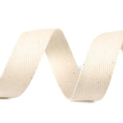 Bandă din bumbac herringbone, lățime 20 mm - Ecru deschis (200 Metri)