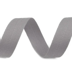 Bandă din bumbac herringbone, lățime 20 mm - Gri neutral (200 Metri)