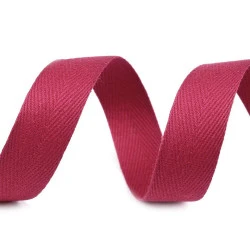 Bandă din bumbac herringbone, lățime 20 mm - Bordo deschis (50 Metri)