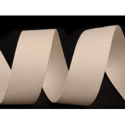Bandă din bumbac herringbone, lățime 30 mm - Ecru deschis (100 Metri)