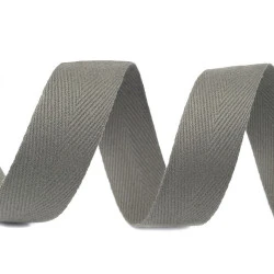 Bandă din bumbac herringbone, lățime 30 mm - Gri neutral (100 Metri)