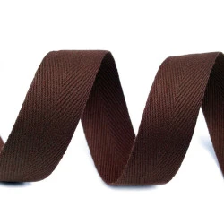 Bandă din bumbac herringbone, lățime 30 mm - Maro închis (100 Metri)