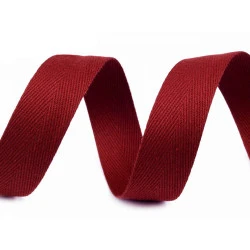 Bandă din bumbac herringbone, lățime 30 mm - Roșu granat (100 Metri)