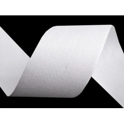 Bandă din bumbac herringbone, lățime 40 mm - Alb (50 Metri)
