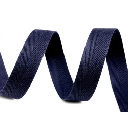 Bandă din bumbac herringbone, lățime 14 mm - Albastru parizian (200 Metri)