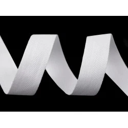 Bandă din bumbac herringbone, lățime 20 mm - Alb (180 Metri)