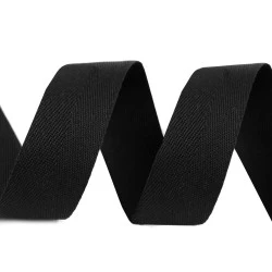 Bandă din bumbac herringbone, lățime 30 mm - Negru (45 Metri)