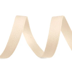 Bandă din bumbac herringbone, 10 mm - Ecru deschis (135 Metri)