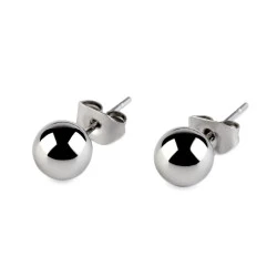 Cercei din oțel inoxidabil - bile lucioase - Argintiu (1 Pereche)