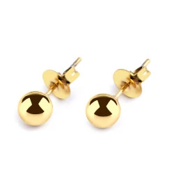 Cercei din oțel inoxidabil - bile lucioase - Auriu (1 Pereche)